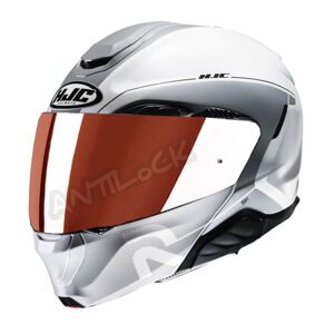 HJC CASQUE MODULABLE RPHA 91 COMBUST AVEC VISIèRE MIROIR ROUGE