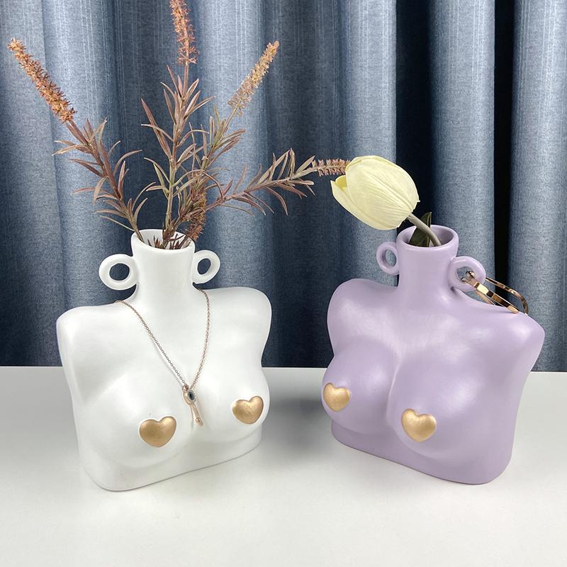 Art Body Vase Ceramic Hydroponic Vase Flower Arrangement Home Decor Desktop Ornaments Garden Decoration