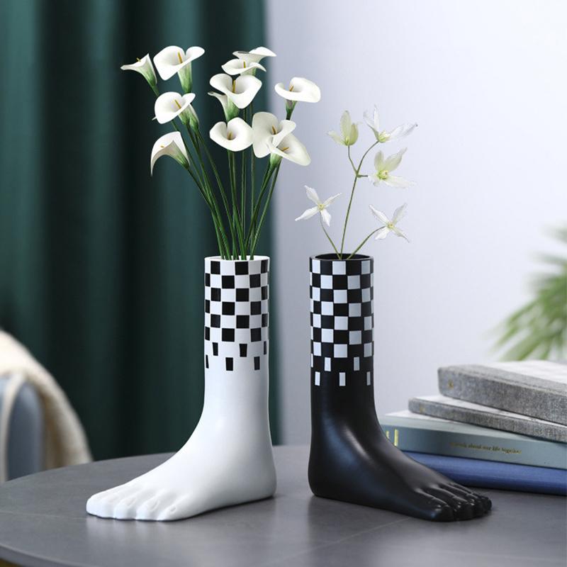Creative Foot Vase Resin Hydroponic Vase Flower Arrangement Home Decor Desktop Art Ornaments Garden Decoration