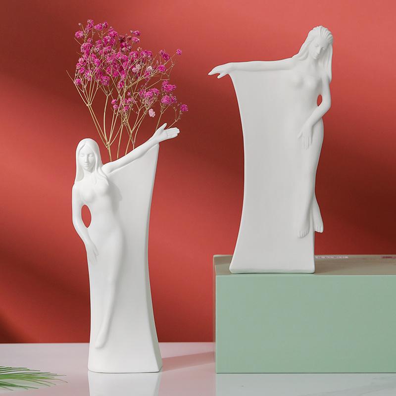 Creative Body Art Vase Statue Ceramic Hydroponic Vase Flower Arrangement Home Decor Desktop Ornaments Garden Decoration