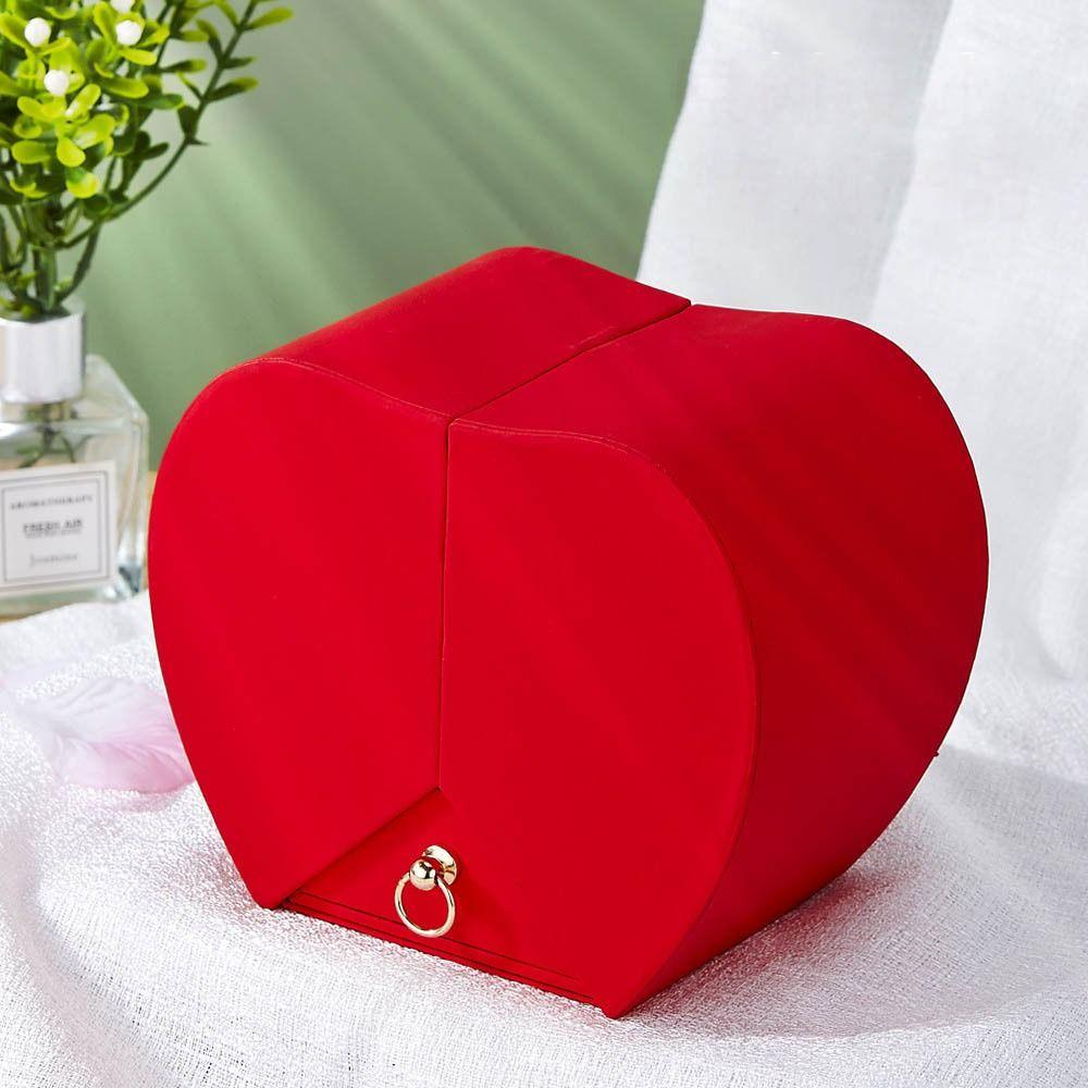 Red Romantic Pendant Display Box Heart Shape Storage Box Finger Ring Boxes  Birthday Gift Packaging