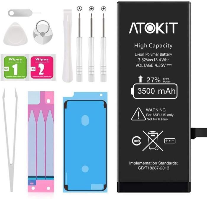 Batterie Interne de Replacement pour iPhone 6s Plus 3500mAh avec Kit D outils de Réparation