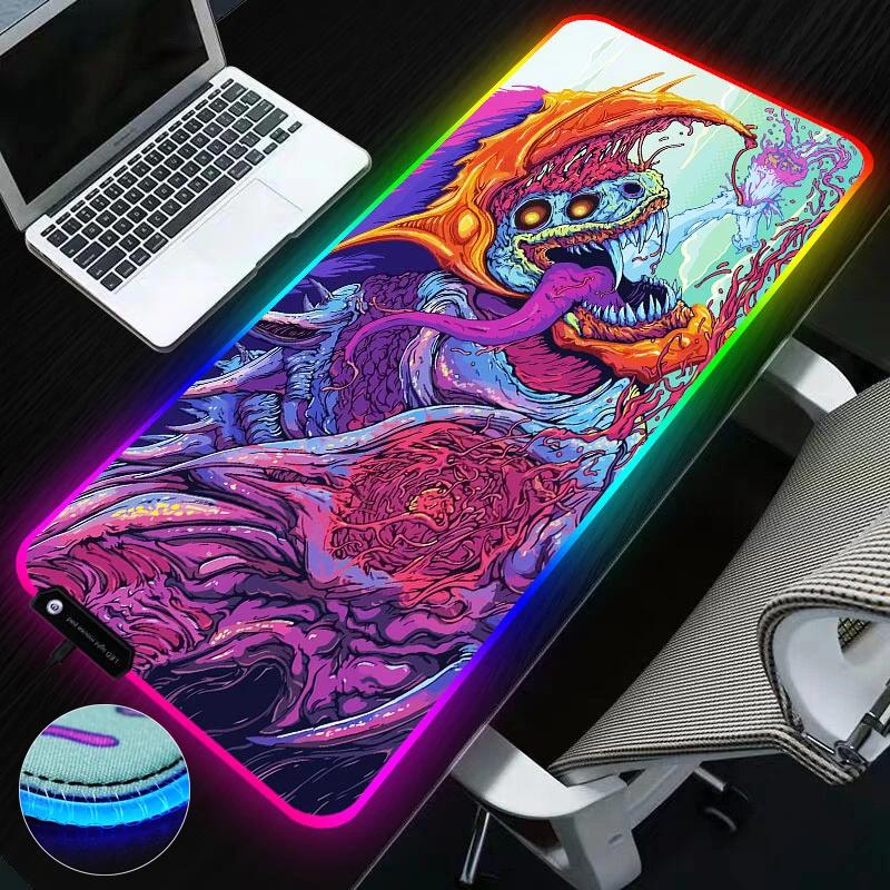 Sovawin 800x300 Big Large LED RGB Lighting Gaming Mousepad XL Gamer Mat Grande Mouse Pad c s go Hyper Beast for PC Computer