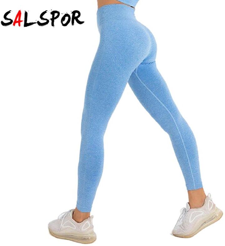 SALSPOR Sans couture tricoté Hip Fessiers Moisture Wicking Yoga Pants Sports Fitness Pants Sexy Hip Female Leggings