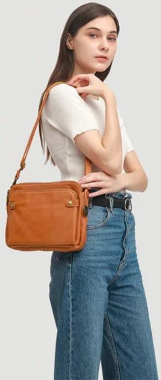 Crossbody Leather Shoulder Bags and Clutches Women Three-Layer PU Leather Crossbody Shoulder Bag Ladies Zip Satchel