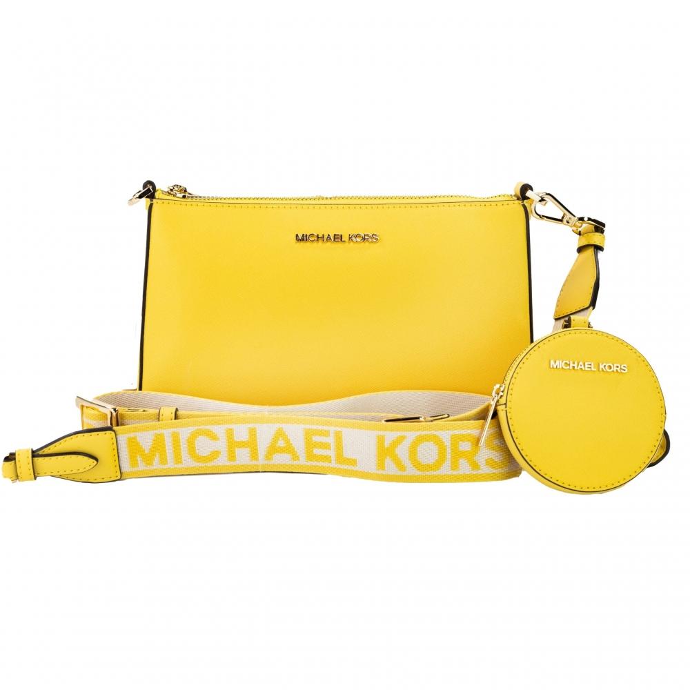 Michael Kors Jet Set Daffodil Vegan Crossbody Tech Attachment Bag Sac à main pour femme multi