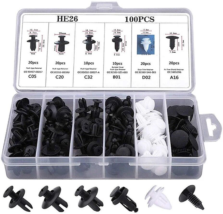 100pcs Car Accessories Mixed Auto Fastener Clip Push Retainer for Renault Kwid Gadget For Car Ioniq 5 Peugeot 307 Sw Passat