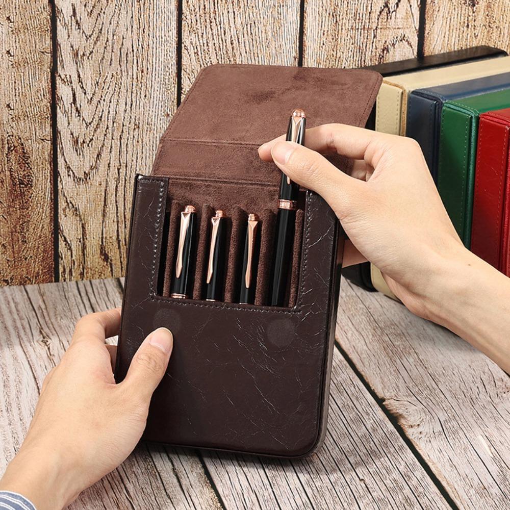 Retro Leather Pen Case Handmade Holder Pen Pouch Fountain Pencil Box  School Offfice Supply