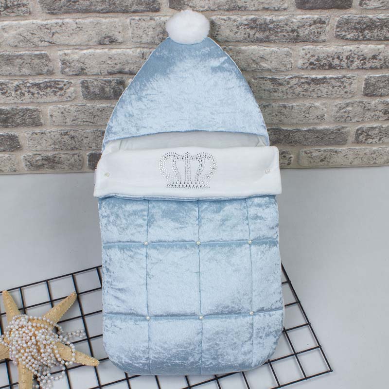 Modakids Lange pour bébé King Crown matelassé en velours bleu