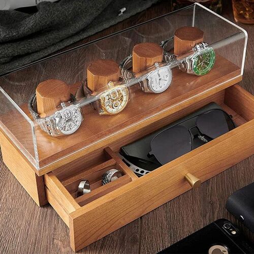 Coffret à montre en bois Boîte à bijoux avec tiroirs Boîte de rangement de bijoux Boîte de rangement de montre