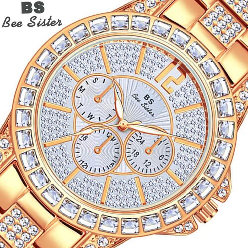 BEE SISTER BS Femmes Montres Quartz Diamant Montre De Luxe Haut Tendance Marque Montre-Bracelet Montre De Mode Dames Bijoux En Cristal Montre En Or Rose 2022