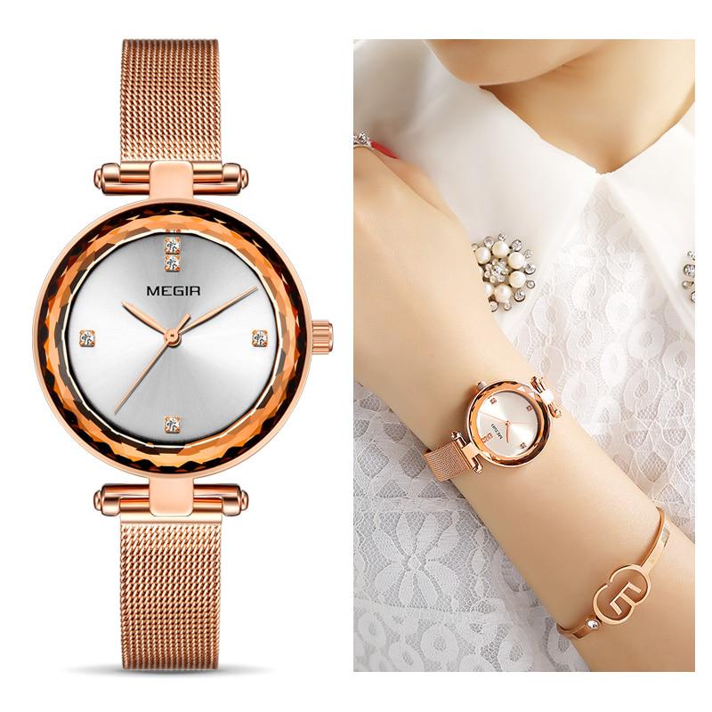 Reloj Mujer Top marque MEGIR femmes montres or Rose Relogio Feminino amoureux de luxe Bracelet montre femmes horloge Zegarek Damski
