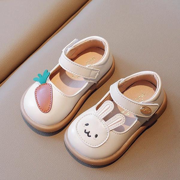 Cute Bunny and Carrot Patch Children Casual Shoes for Girls Non-slip Kids Shoes Hook & Loop Breatheable Non-slip