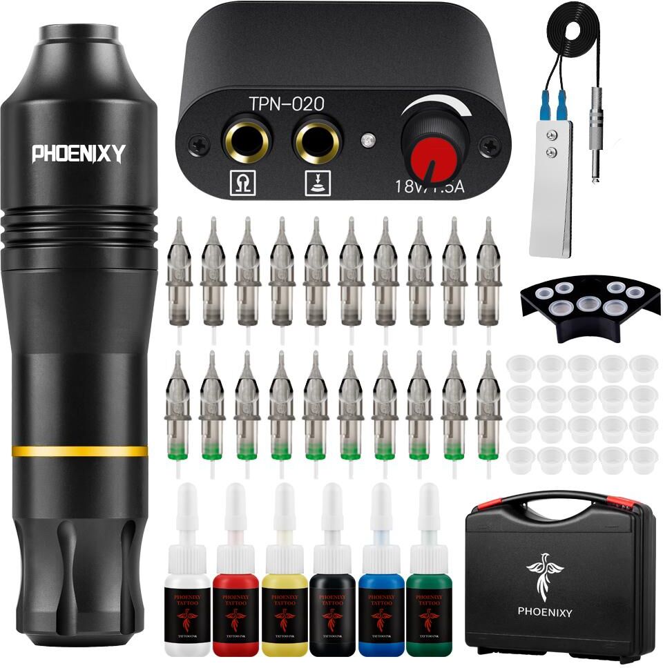 PHOENIXY Tattoo Machine Kits Tattoo Power Supply Rotary Pen Tattoo Ink Machine de maquillage permanente pour les débutants en tatouage Artiste