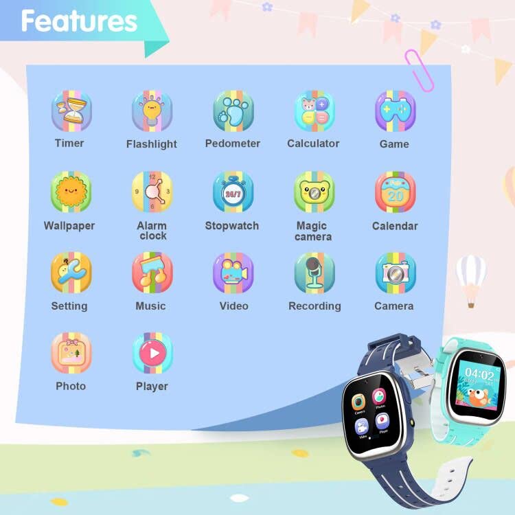 Game Smart Watch Kids Camera Video Recorder Music Player Alarm Clock Torch Stopwatch Theme Children Flashlight Smartwatch