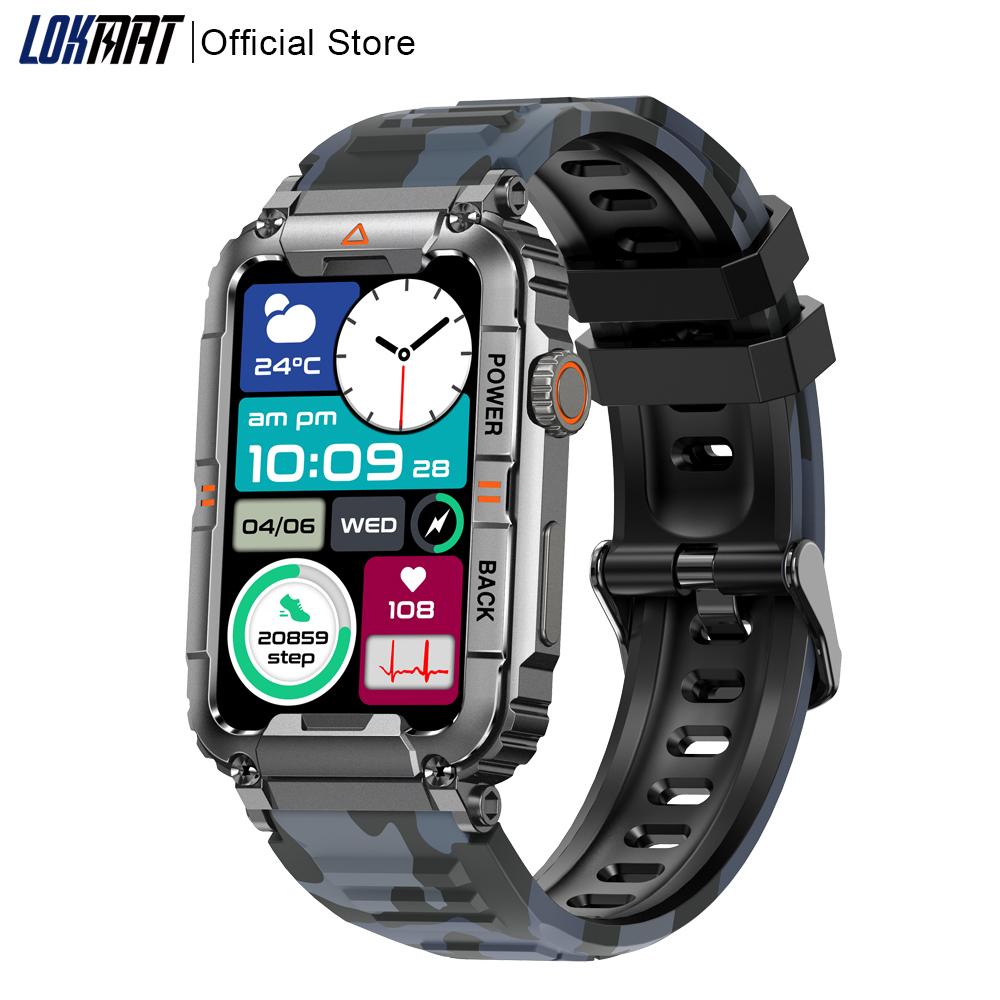 LOKMAT Sport Fitness montre intelligente 1,57 pouces écran tactile complet montres intelligentes montre robuste moniteur de fréquence cardiaque pour Android iOS