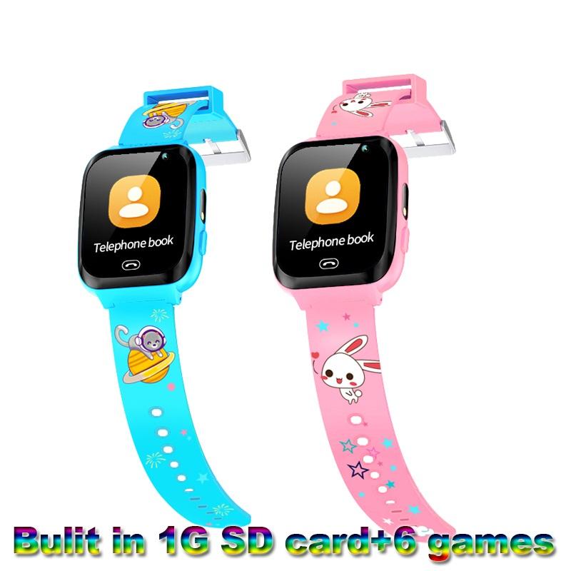 Game Watch Kids Smart  Watch 2G Phone Call Children Smartwatch Music Play Flashlight 6 Games Built in 1GB SD Card Clock For Boys Girls Gifts.