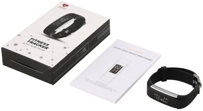 Fitness HR Activity Tracker Surveillance de la fréquence cardiaque Bracelet intelligent étanche, Noir