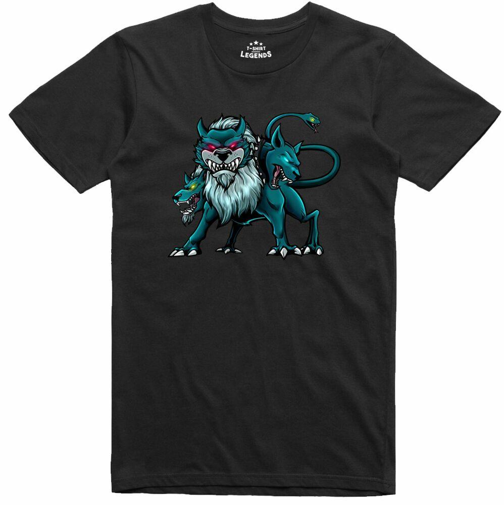 Cerberus Camiseta Hombre Monster Hades Dragon Mazmorras Juego de Rol T-shirt unisexe régulier
