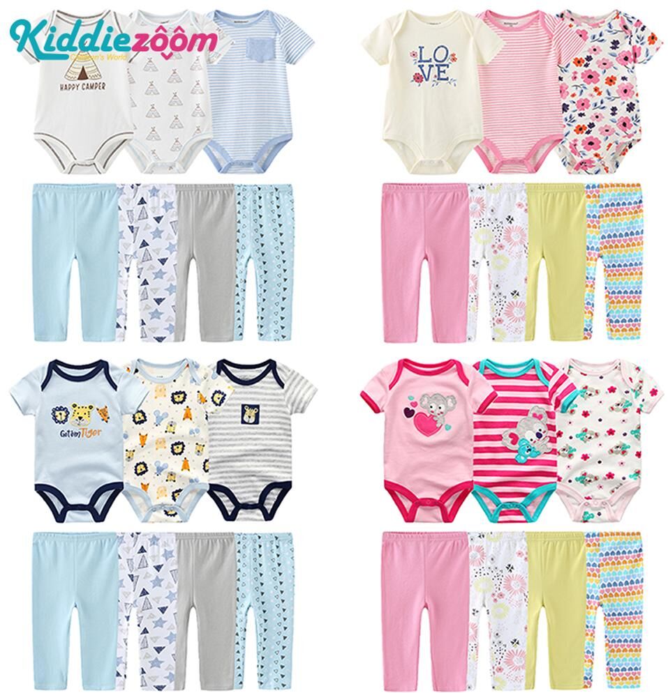 Kiddiezoom two-piece new baby clothing sets Solid color 100%cotton neutral sleeveless baby bodysuits