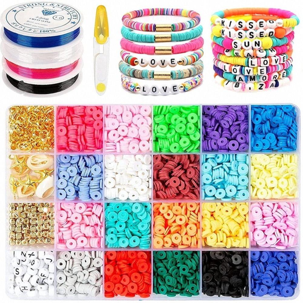 Rainbow Color Boho Bracelet Accessorie Kit Flat Chip Bead Girls Jewelry Tools  Decorative