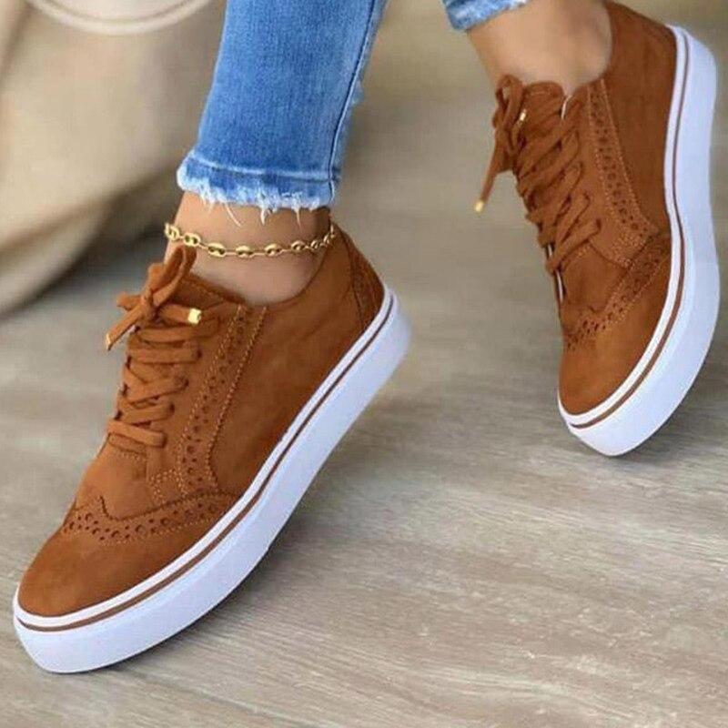 Femmes Chaussures À Lacets Chaussures Plates Pour Femme Troupeau Femme 2021 Printemps Chaussures Vulcanisées Mode Femme Baskets Peu Profondes Mode