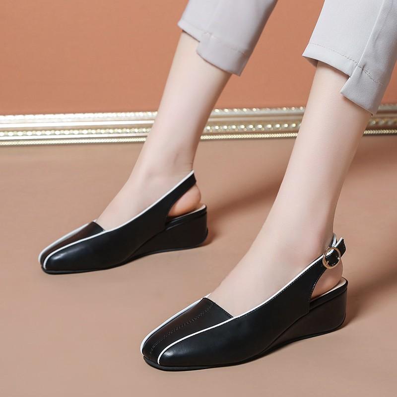 Umsif Women s Casual Closed Square Toe Block Low Heels Dressy Shoes Slip on Work Pumps Summer Chunky Heeled Slingback Backless Loafer Sandals for Women