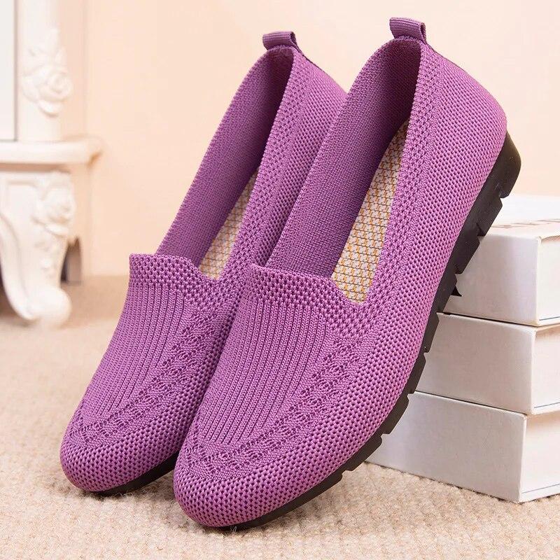 Casual Shoes Women s Summer Mesh Breathable Flat Shoes Ladies Comfort Light Sneaker Socks Women Slip on Loafers Zapatillas Muje