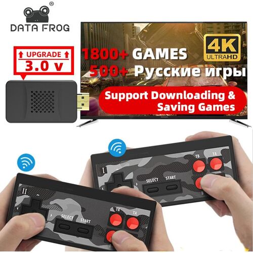 DATA FROG – Console de jeux vidéo HD 4K, 1800 jeux NES intégrés, Mini Console Dendy rétro, contrôleur sans fil, sortie TV