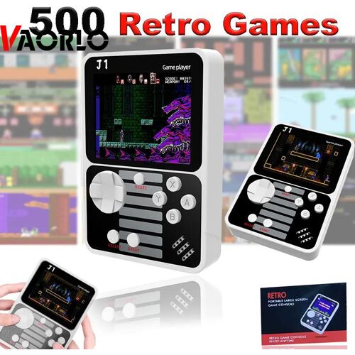 Console de jeu portable VAORLO avec 500 jeux classiques Mini consoles de jeux prenant en charge la connexion TV Console de jeux vidéo rétro J1