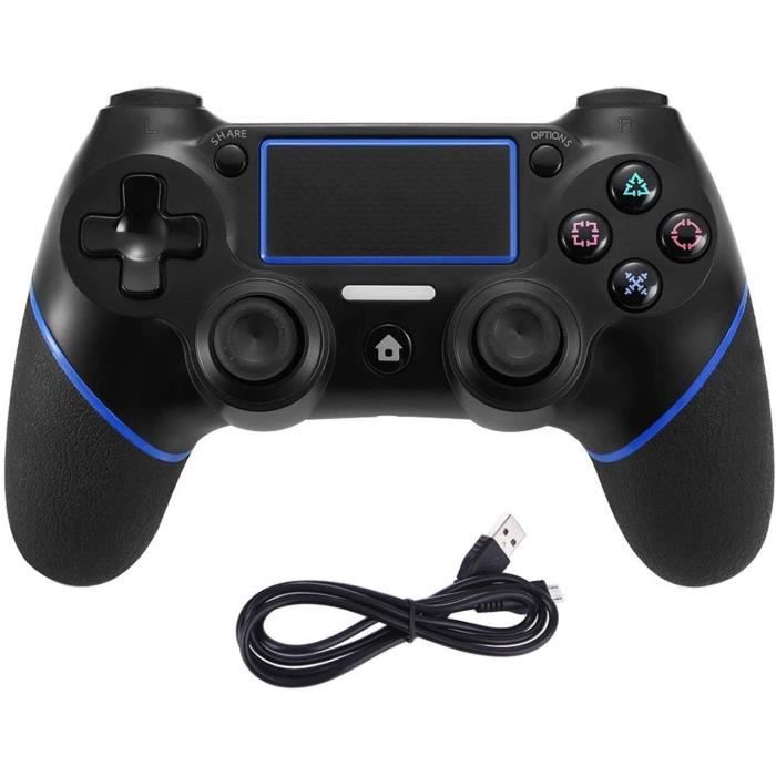 Contrôleur PS4, PS4 sans fil avec design en forme de fulmines, double vibration manette PS4 Joystick Bluetooth pour la console