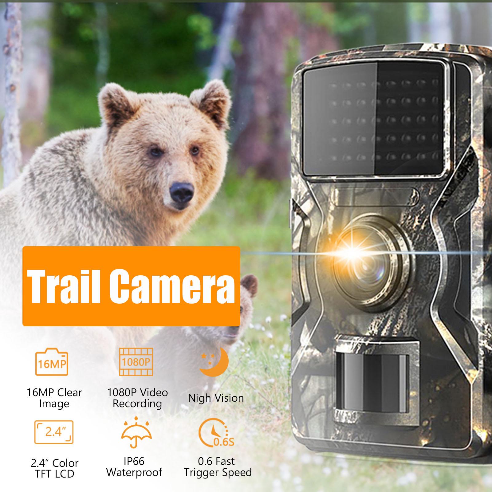 Caméra de chasse 1080P Trail Game avec vision nocturne IR, détection de mouvement, étanchéité IP66, 0,6S
