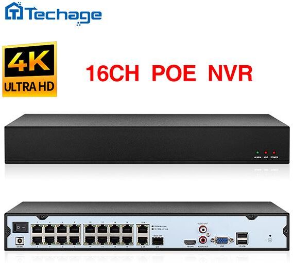 Techage H.265 16CH 4K 5MP 3MP 2MP 1080P POE NVR détection de visage enregistreur vidéo d accès à distance pour système de caméra de sécurité CCTV P2P