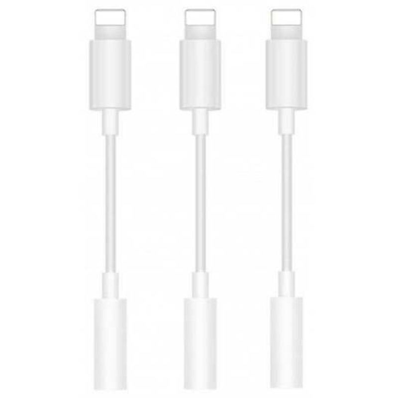 HOD Health&Home 3Pcs 3.5Mm Jack Aux Casque Adaptateur Audio Câble Pour Iphone 7 Plus / 6S Blanc