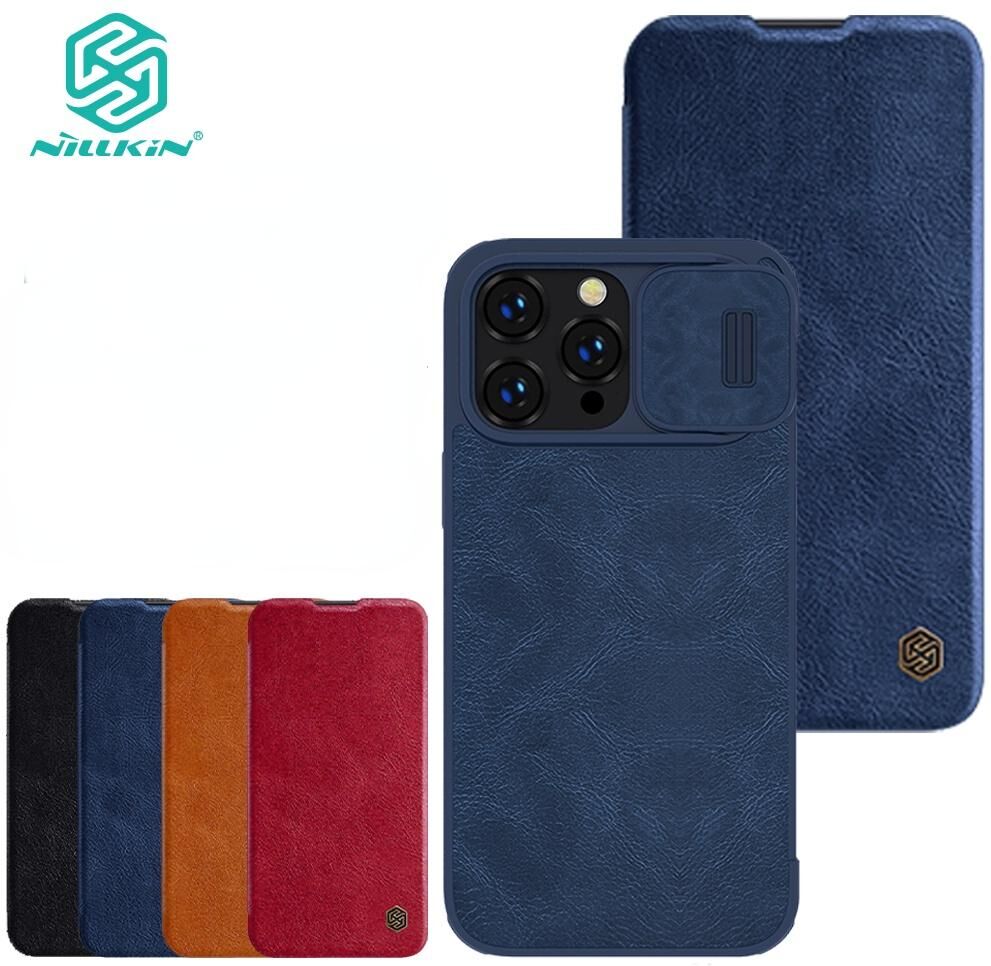 Nillkin Luxury Flip QIN Pro PU Leather Case Pour iPhone 14 Pro Max Phone Case Antichoc Camera Slider Protection Cover avec porte-carte