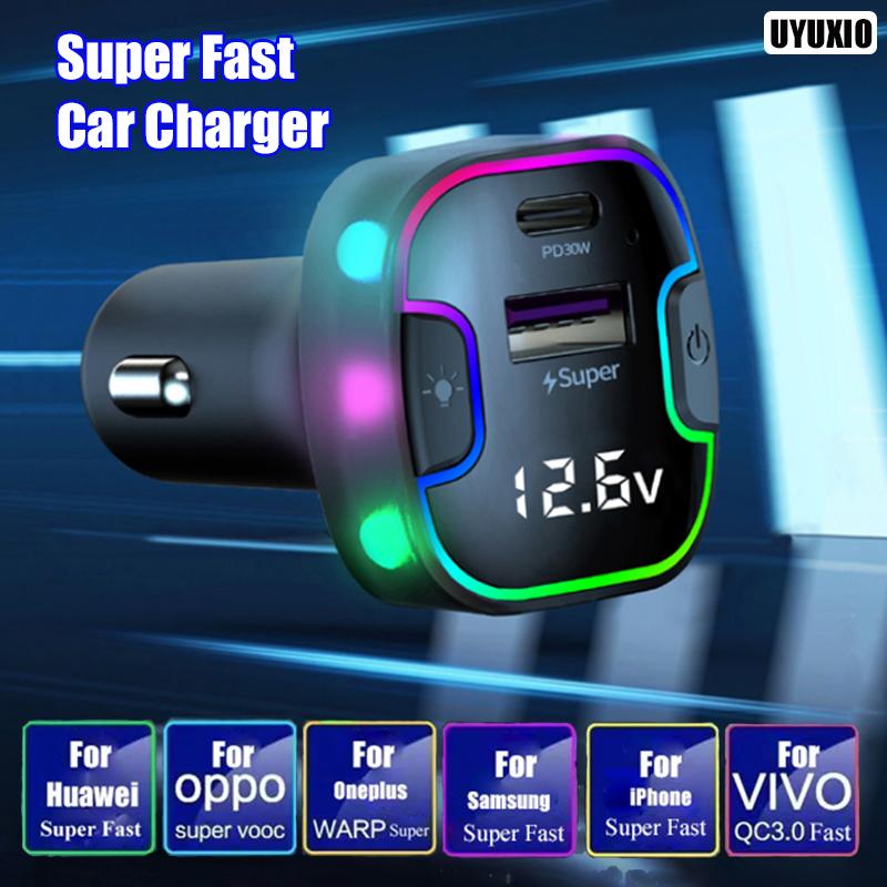 Pd 30w Car Charger Usb Type C Super Fast Charging Vehicle Adapter For Huawei Oppo Vivo Oneplus Iphone 14 15 13 12 Samsung Galaxy