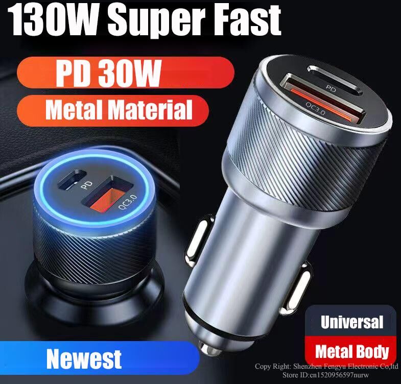 100w Metal Car Charger Ultra Fast Charging Adapter Pd 30w Usb C With Display For Iphone 14 13 Pro Max 12 11 Xiaomi Samsung Oppo