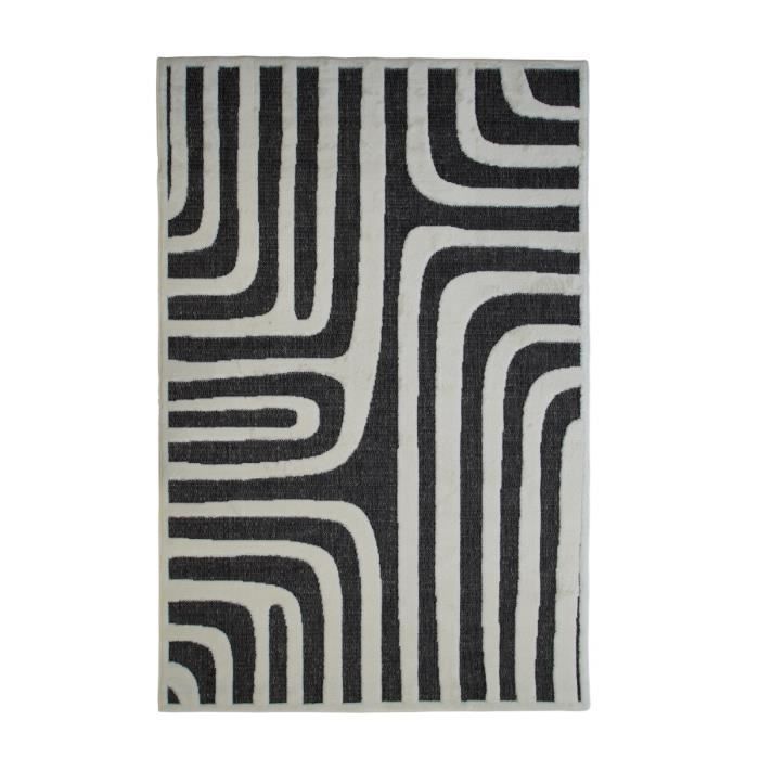 NEW AGE OPTIQUE - Tapis pour dehors et dedans motif optique en relief anthracite 120 x 170 cm