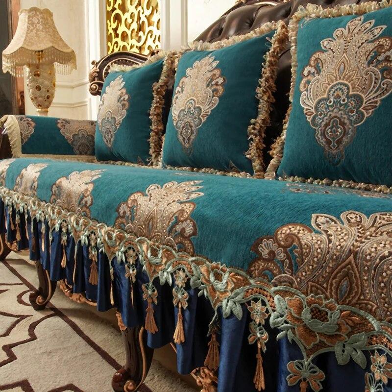 European Jacquard Fabric Sofa Cover Non Slip Sofa Cushion Living Room Couch Covers Slipcovers Furniture Protector Home Decor