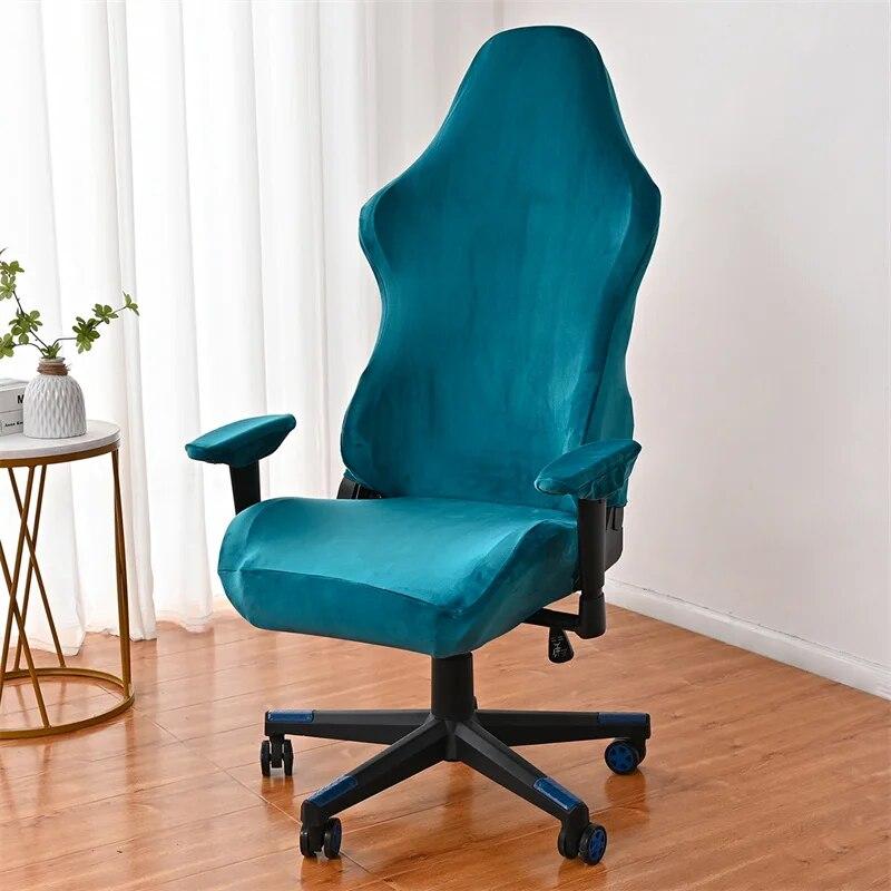 1PC Stretch Velvet Gaming Chair Cover Solid Color Computer Chairs Slipcovers Office Seat Protector for Hotel Banquet Home Decor