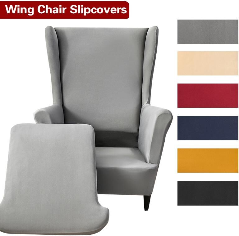 Housses de chaise d’aile 2pieces / Set Stretch Spandex Wingback Chair Covers Sofa Slipcover Solid Color Furniture Protector