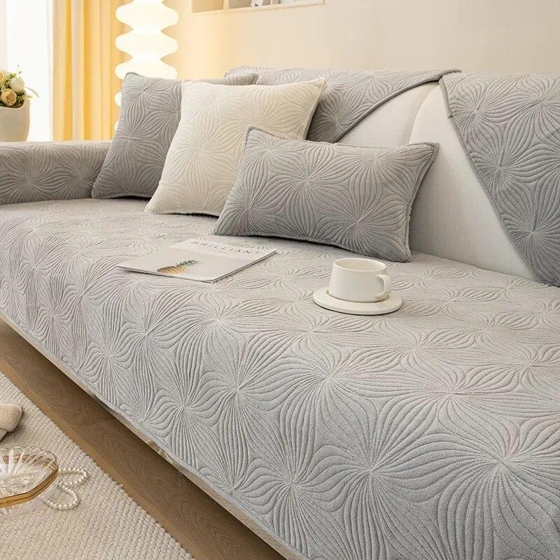 Thicken Soft Sofa Slipcovers Soft Velvet Jacquard Sofa Mat Towel Universal Non-slip Couch Cover  for Living Room Home Decor