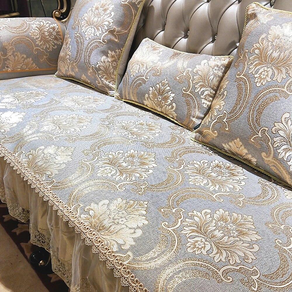 European-style Retro Non-slip Sofa Cover Couch Cushion Armchair Towel Jacquard Four Seasons Living Room Furniture Sofa Protector