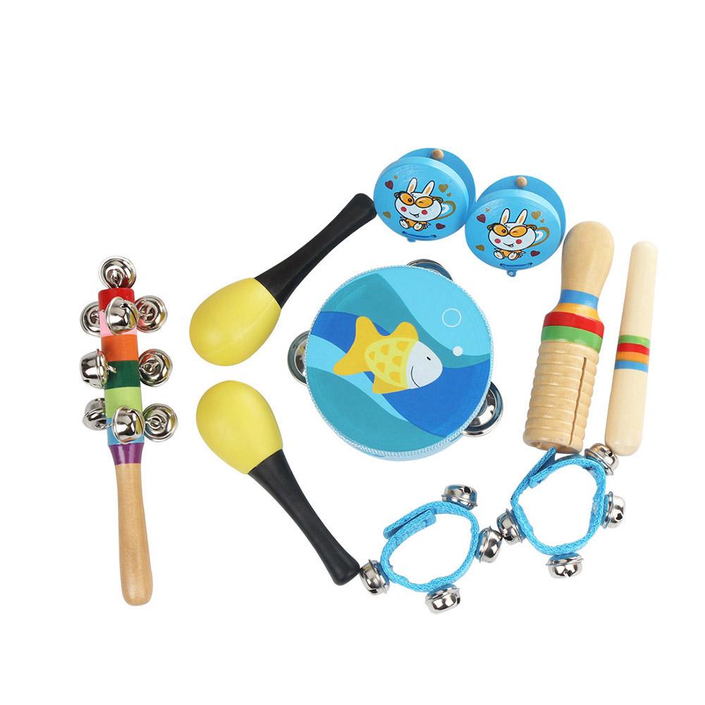 10 pièces/ensemble jouets musicaux Instruments à Percussion Kit de rythme de bande comprenant tambourin Maracas