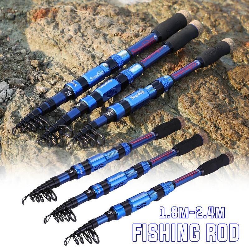 Sougayilang Bobine de canne à pêche télescopique Combo Fibber Fishing Rod Gear Sea Outdoor pour Vara De Pesca
