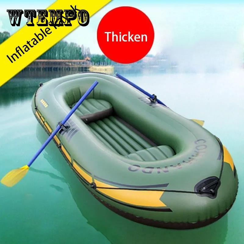 WTEMPO Bateau gonflable Kayak épaissi 2/3 personnes bateau d assaut bateau gonflable de pêche de sauvetage bateau à moteur à fond dur résistant à l usure