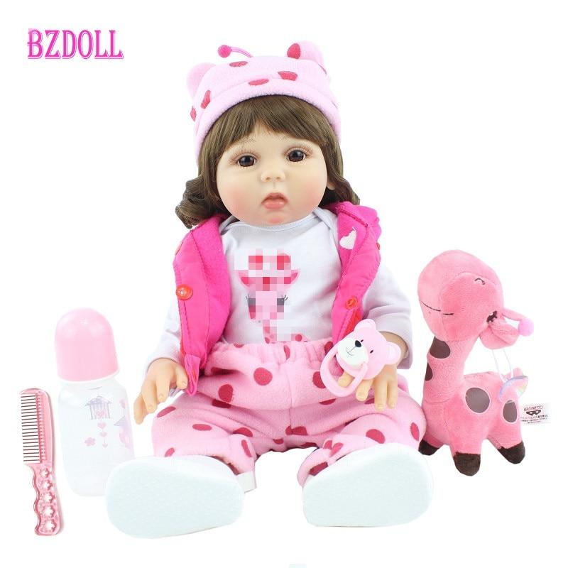 BZDOLL 19inch Full Body Soft Silicone Baby Reborn Doll 48cm Réaliste Nouveau-né Vinyle BeBe Girl Doll Bathe Toy Cadeau d’anniversaire