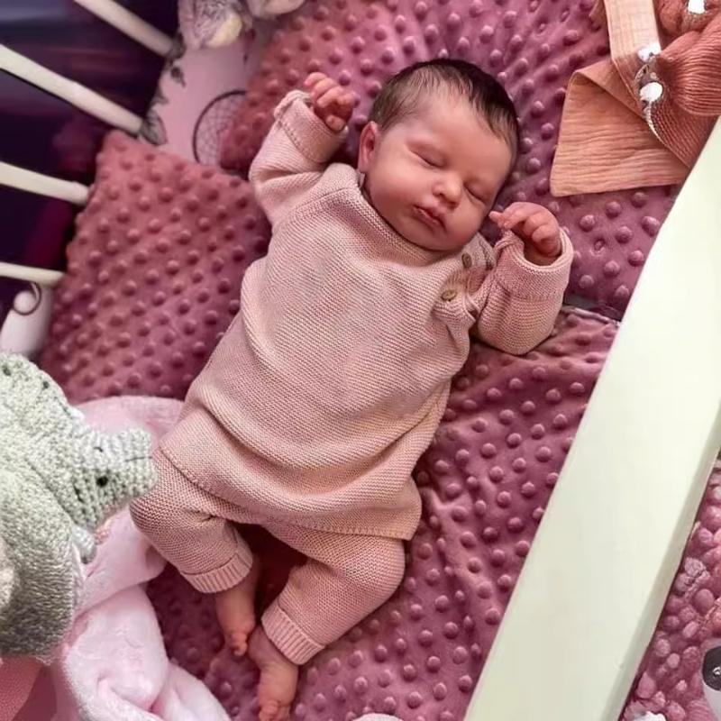 Lifelike Already Finished Reborn Dolls LouLou Asleep 19   49cm Realistic Baby Alive Newborn Doll Toys for Kids Toddler Gift 3D Painted Skin Cloth Body