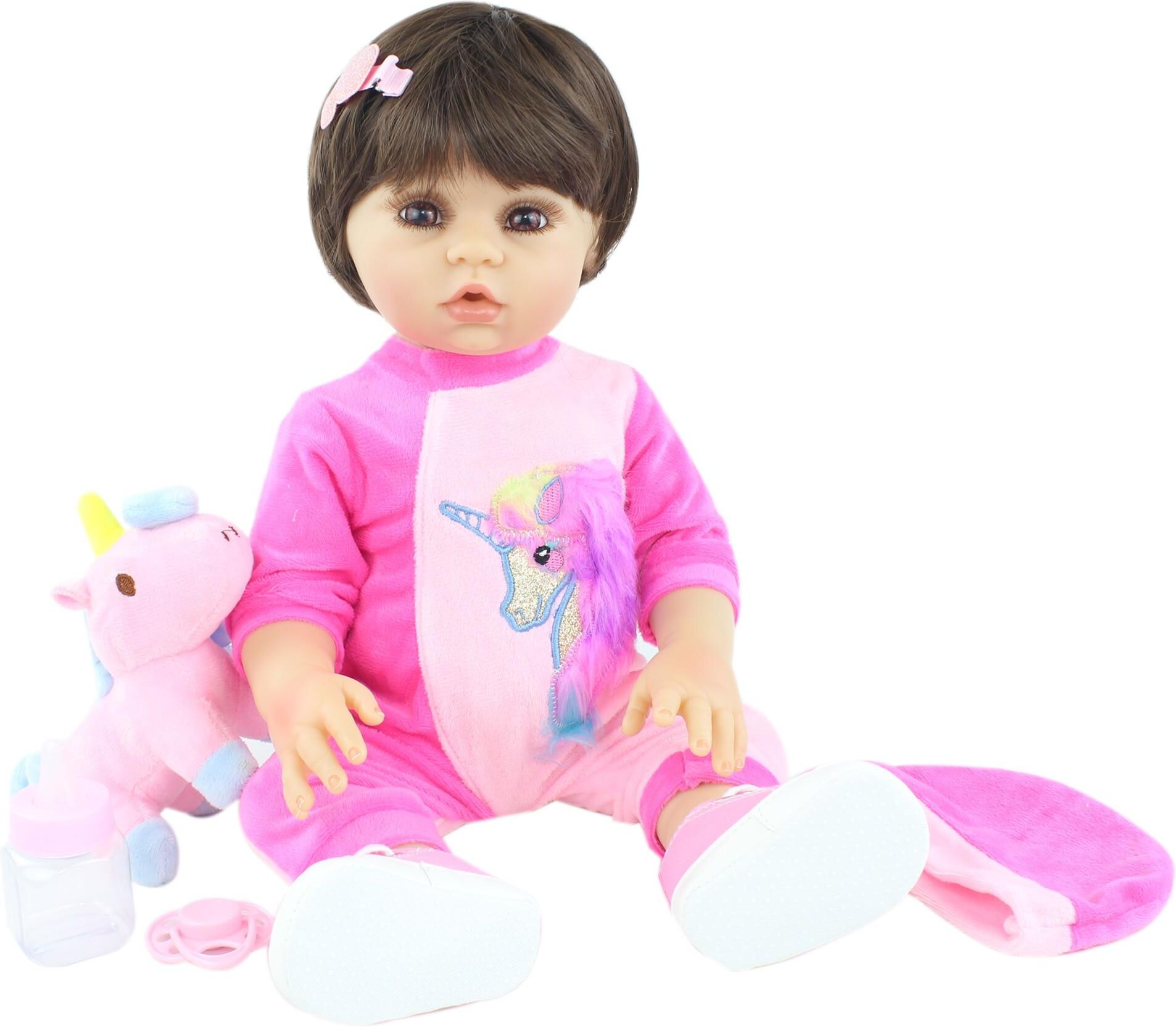 BZDOLL 48 CM Full Soft Silicone Body Reborn Girl Baby Doll 19 pouces Vinyle Nouveau-né Bonecas Cadeau d’anniversaire Enfant Bathe Toys