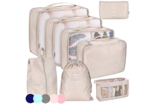Ensemble de 8 Pièces pour Organisation de Voyage - Sacs Accessoires Étanches